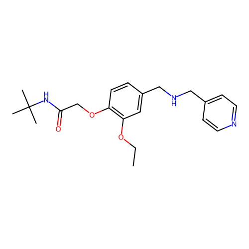 N-tert-butyl-2-[2-ethoxy-4-[(pyridin-4-ylmethylamino)methyl]phenoxy]acetamide structure