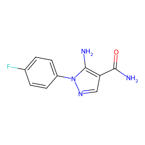 5-amino-1-(4-fluorophenyl)-1H-pyrazole-4-carboxamide structure