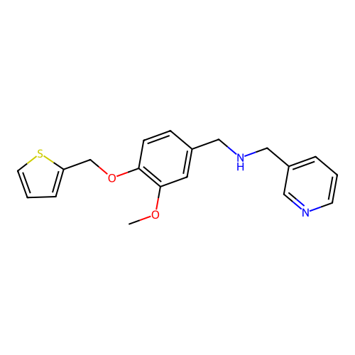 1-[3-methoxy-4-(thiophen-2-ylmethoxy)phenyl]-N-(pyridin-3-ylmethyl)methanamine structure