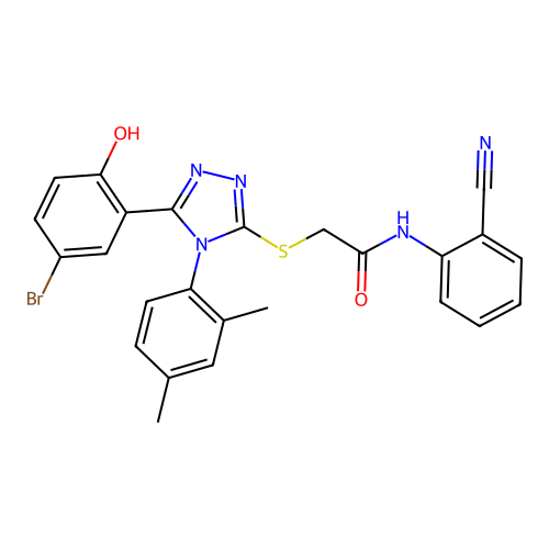 2-{[5-(5-bromo-2-hydroxyphenyl)-4-(2,4-dimethylphenyl)-4H-1,2,4-triazol-3-yl]sulfanyl}-N-(2-cyanophenyl)acetamide structure