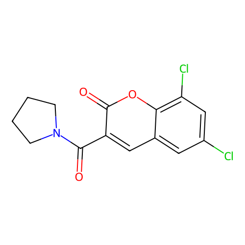 6,8-Dichloro-3-(pyrrolidinylcarbonyl)chromen-2-one structure