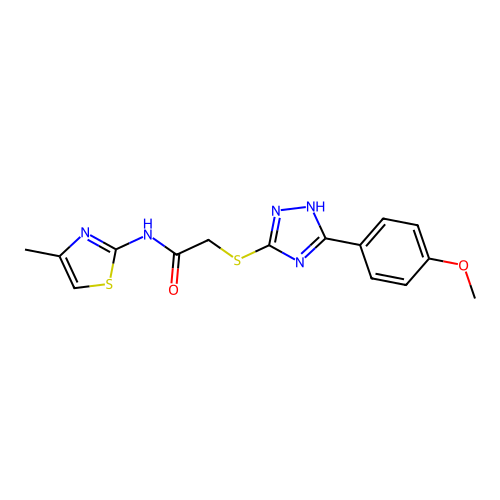 2-{[5-(4-methoxyphenyl)-4H-1,2,4-triazol-3-yl]sulfanyl}-N-(4-methyl-1,3-thiazol-2-yl)acetamide structure