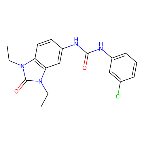 1-(3-chlorophenyl)-3-(1,3-diethyl-2-oxo-2,3-dihydro-1H-benzimidazol-5-yl)urea structure