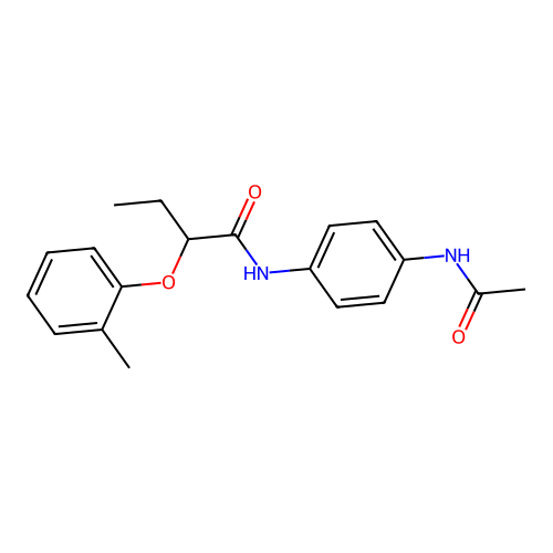 N-[4-(acetylamino)phenyl]-2-(2-methylphenoxy)butanamide structure