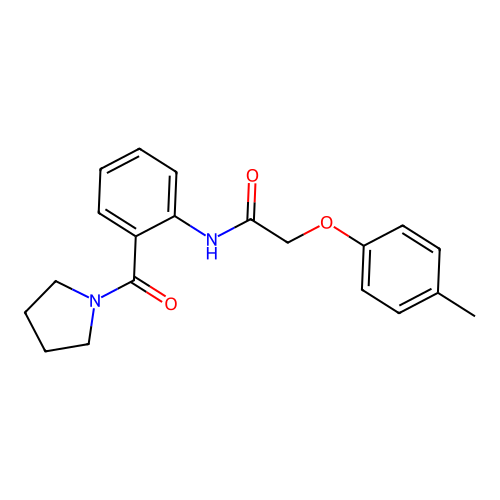2-(4-methylphenoxy)-N-[2-(1-pyrrolidinylcarbonyl)phenyl]acetamide structure