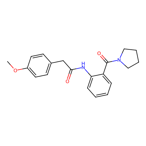 2-(4-methoxyphenyl)-N-[2-(1-pyrrolidinylcarbonyl)phenyl]acetamide structure
