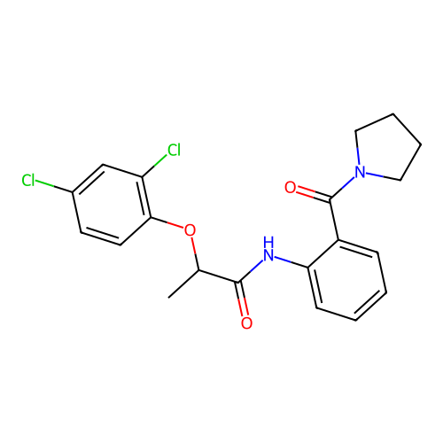 2-(2,4-dichlorophenoxy)-N-[2-(1-pyrrolidinylcarbonyl)phenyl]propanamide structure