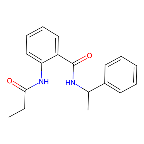 N-(1-phenylethyl)-2-(propanoylamino)benzamide structure