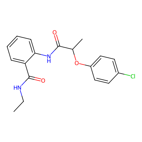2-{[2-(4-chlorophenoxy)propanoyl]amino}-N-ethylbenzamide structure