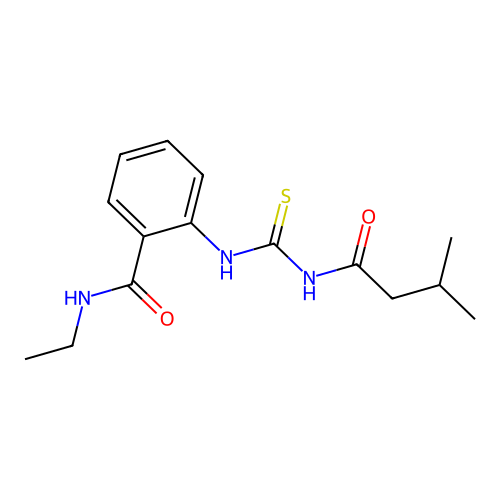 N-ethyl-2-(3-methylbutanoylcarbamothioylamino)benzamide structure