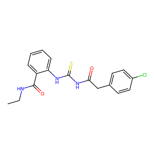 2-[[2-(4-chlorophenyl)acetyl]carbamothioylamino]-N-ethylbenzamide structure