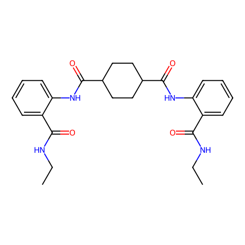 N,N'-bis[2-(ethylcarbamoyl)phenyl]cyclohexane-1,4-dicarboxamide structure