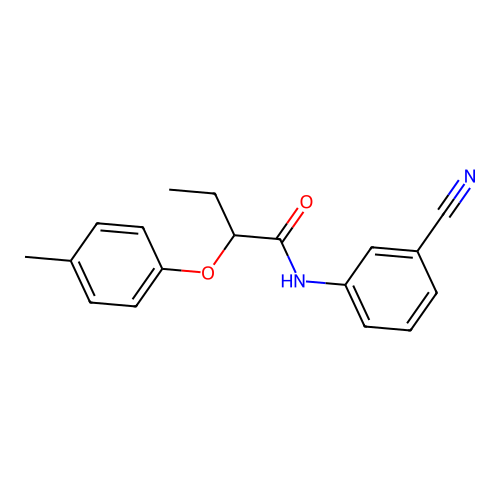 N-(3-cyanophenyl)-2-(4-methylphenoxy)butanamide structure