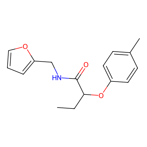 N-(furan-2-ylmethyl)-2-(4-methylphenoxy)butanamide structure