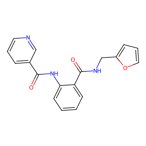 N-(2-{[(2-furylmethyl)amino]carbonyl}phenyl)nicotinamide structure