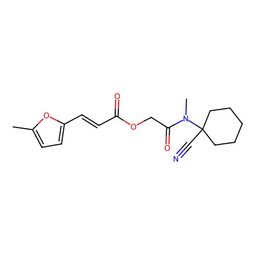 [(1-Cyanocyclohexyl)(methyl)carbamoyl]methyl 3-(5-methylfuran-2-yl)prop-2-enoate structure