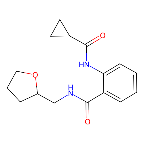 2-(cyclopropanecarbonylamino)-N-(oxolan-2-ylmethyl)benzamide structure