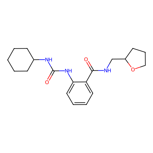 2-(cyclohexylcarbamoylamino)-N-(oxolan-2-ylmethyl)benzamide structure