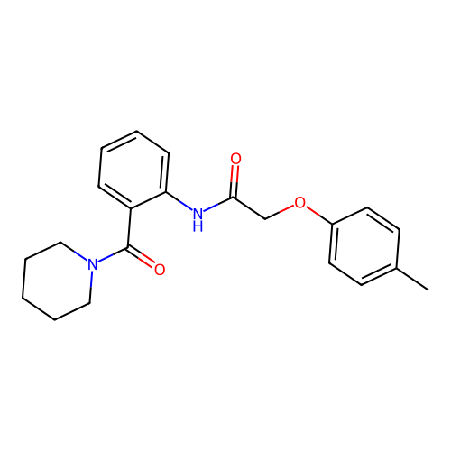 2-(4-methylphenoxy)-N-[2-[oxo(1-piperidinyl)methyl]phenyl]acetamide structure