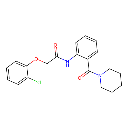 2-(2-chlorophenoxy)-N-[2-(1-piperidinylcarbonyl)phenyl]acetamide structure