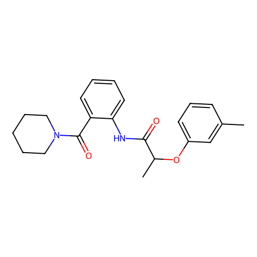2-(3-methylphenoxy)-N-[2-(1-piperidinylcarbonyl)phenyl]propanamide structure