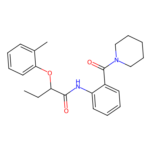 2-(2-methylphenoxy)-N-[2-(1-piperidinylcarbonyl)phenyl]butanamide structure