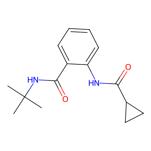 N-tert-butyl-2-(cyclopropanecarbonylamino)benzamide structure