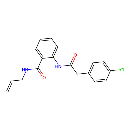 2-[[2-(4-chlorophenyl)acetyl]amino]-N-prop-2-enylbenzamide structure