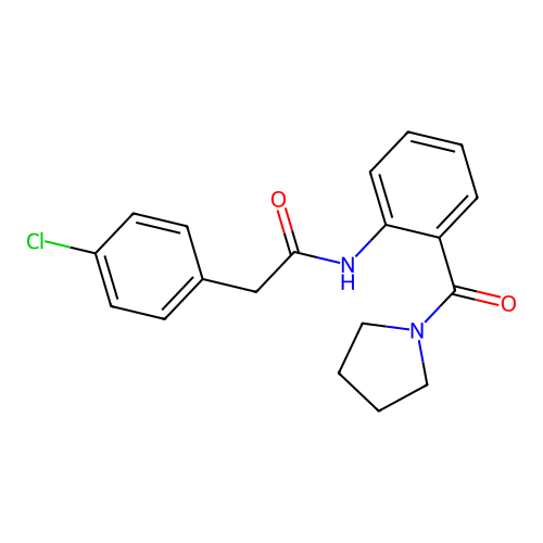 2-(4-chlorophenyl)-N-[2-(1-pyrrolidinylcarbonyl)phenyl]acetamide structure