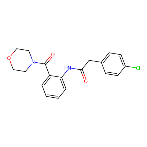 2-(4-chlorophenyl)-N-[2-(4-morpholinylcarbonyl)phenyl]acetamide structure