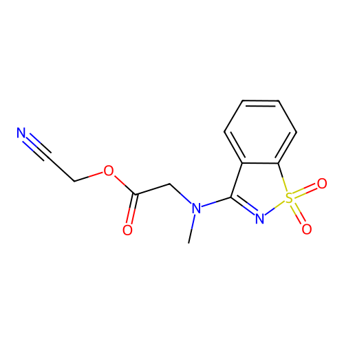 N-(1,1-Dioxido-1,2-benzisothiazol-3-yl)-N-methylglycine cyanomethyl ester structure