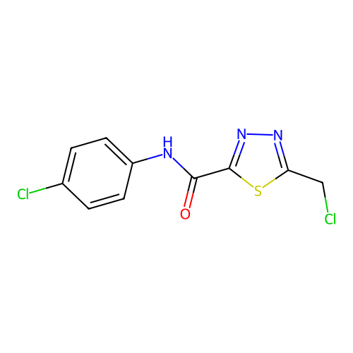 5-(chloromethyl)-N-(4-chlorophenyl)-1,3,4-thiadiazole-2-carboxamide structure