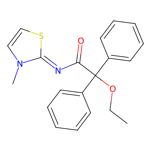 I+/--Ethoxy-N-(3-methyl-2(3H)-thiazolylidene)-I+/--phenylbenzeneacetamide structure
