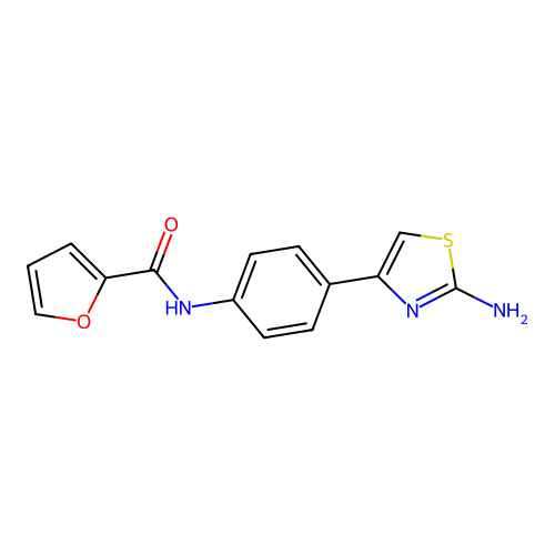 N-[4-(2-amino-1,3-thiazol-4-yl)phenyl]furan-2-carboxamide structure