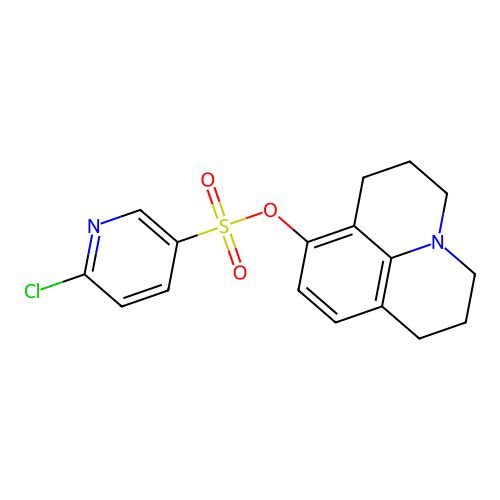 1-azatricyclo[7.3.1.0,5,13]trideca-5,7,9(13)-trien-6-yl 6-chloropyridine-3-sulfonate structure
