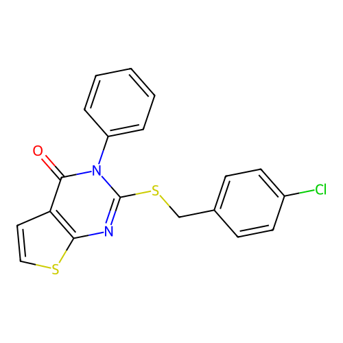 2-[[(4-Chlorophenyl)methyl]thio]-3-phenylthieno[2,3-d]pyrimidin-4(3H)-one structure