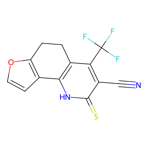 2-Sulfanyl-4-(trifluoromethyl)-5,6-dihydrofuro[2,3-h]quinoline-3-carbonitrile structure