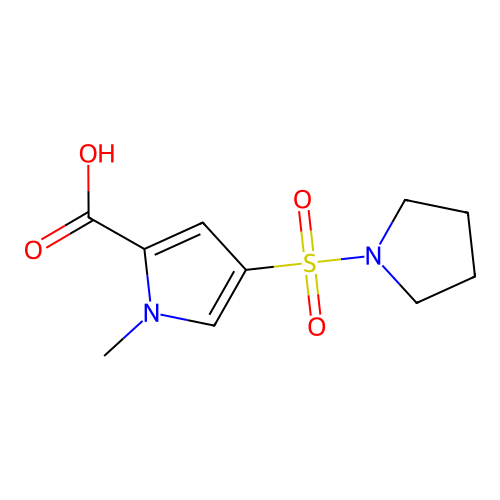 1-methyl-4-(pyrrolidine-1-sulfonyl)-1H-pyrrole-2-carboxylic acid structure