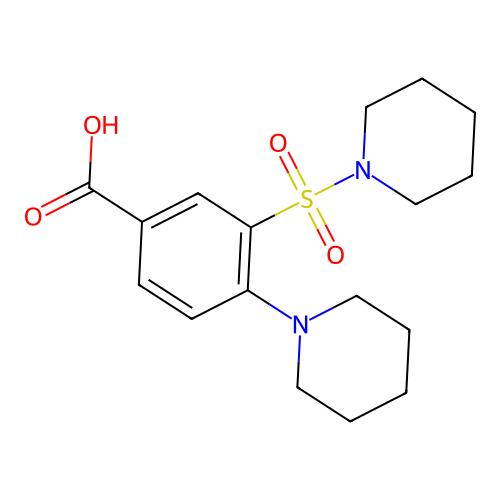 4-(Piperidin-1-yl)-3-(piperidine-1-sulfonyl)benzoic acid structure