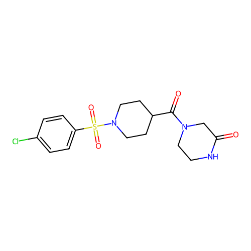4-(1-((4-Chlorophenyl)sulfonyl)piperidine-4-carbonyl)piperazin-2-one structure
