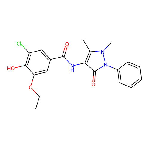 3-Chloro-N-(2,3-dihydro-1,5-dimethyl-3-oxo-2-phenyl-1H-pyrazol-4-yl)-5-ethoxy-4-hydroxybenzamide structure