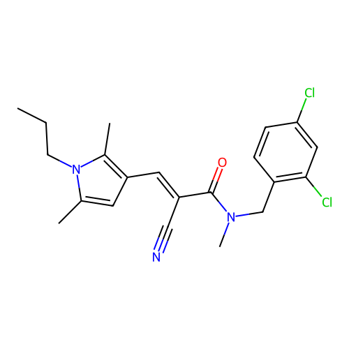 2-cyano-N-[(2,4-dichlorophenyl)methyl]-3-(2,5-dimethyl-1-propyl-1H-pyrrol-3-yl)-N-methylprop-2-enamide structure