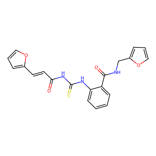 (E)-2-(3-(3-(furan-2-yl)acryloyl)thioureido)-N-(furan-2-ylmethyl)benzamide structure