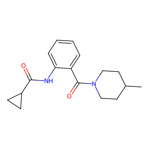 N-[2-(4-methylpiperidine-1-carbonyl)phenyl]cyclopropanecarboxamide structure