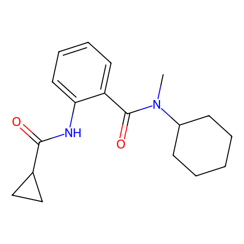 N-cyclohexyl-2-(cyclopropanecarbonylamino)-N-methylbenzamide structure