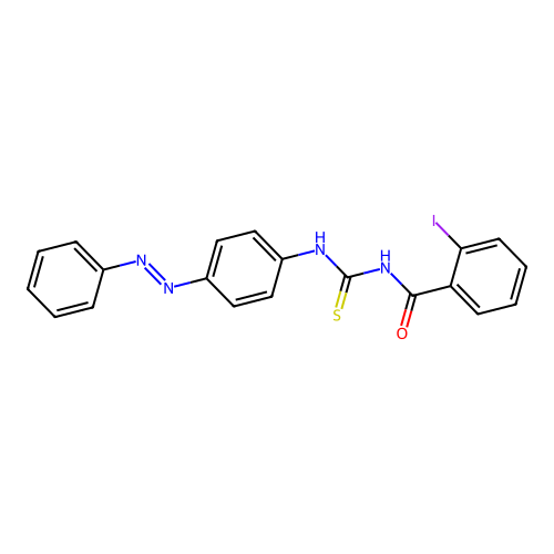 Benzamide, 2-iodo-N-[[[4-(2-phenyldiazenyl)phenyl]amino]thioxomethyl]- structure