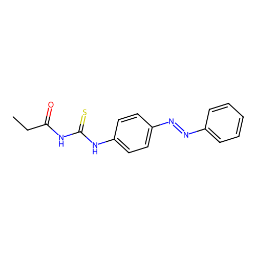 Propanamide, N-[[[4-(2-phenyldiazenyl)phenyl]amino]thioxomethyl]- structure