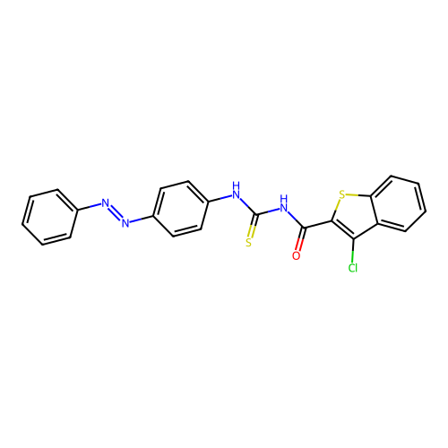 Benzo[b]thiophene-2-carboxamide, 3-chloro-N-[[[4-(2-phenyldiazenyl)phenyl]amino]thioxomethyl]- structure