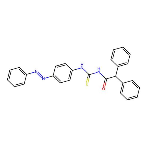 2,2-diphenyl-N-[(4-phenyldiazenylphenyl)carbamothioyl]acetamide structure