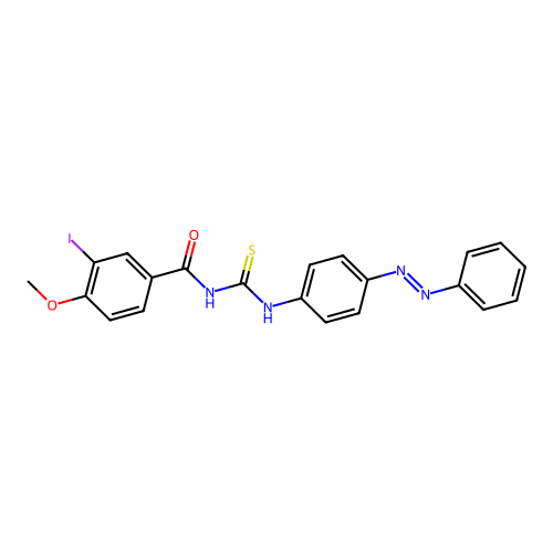 Benzamide, 3-iodo-4-methoxy-N-[[[4-(2-phenyldiazenyl)phenyl]amino]thioxomethyl]- structure